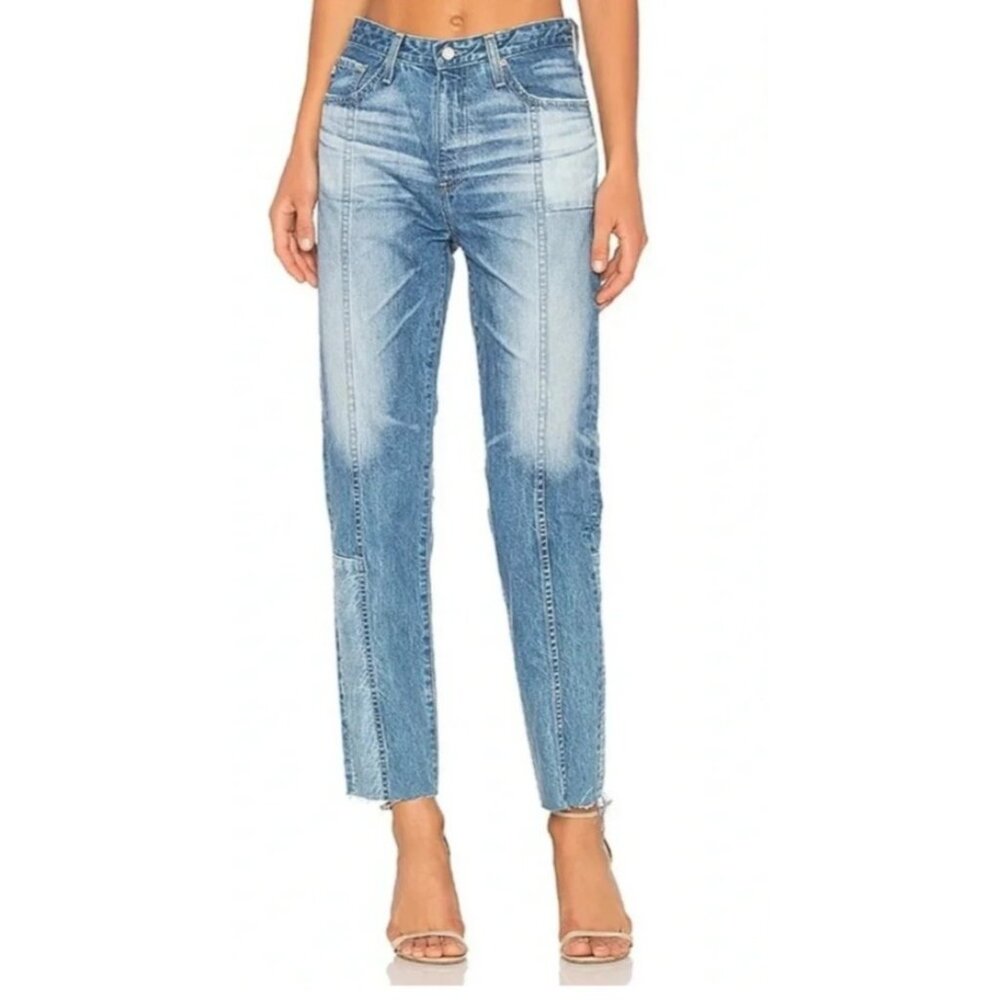 AG Blue Denim Women's Size 29R Phoebe High-Rise Tapered-Leg Jeans